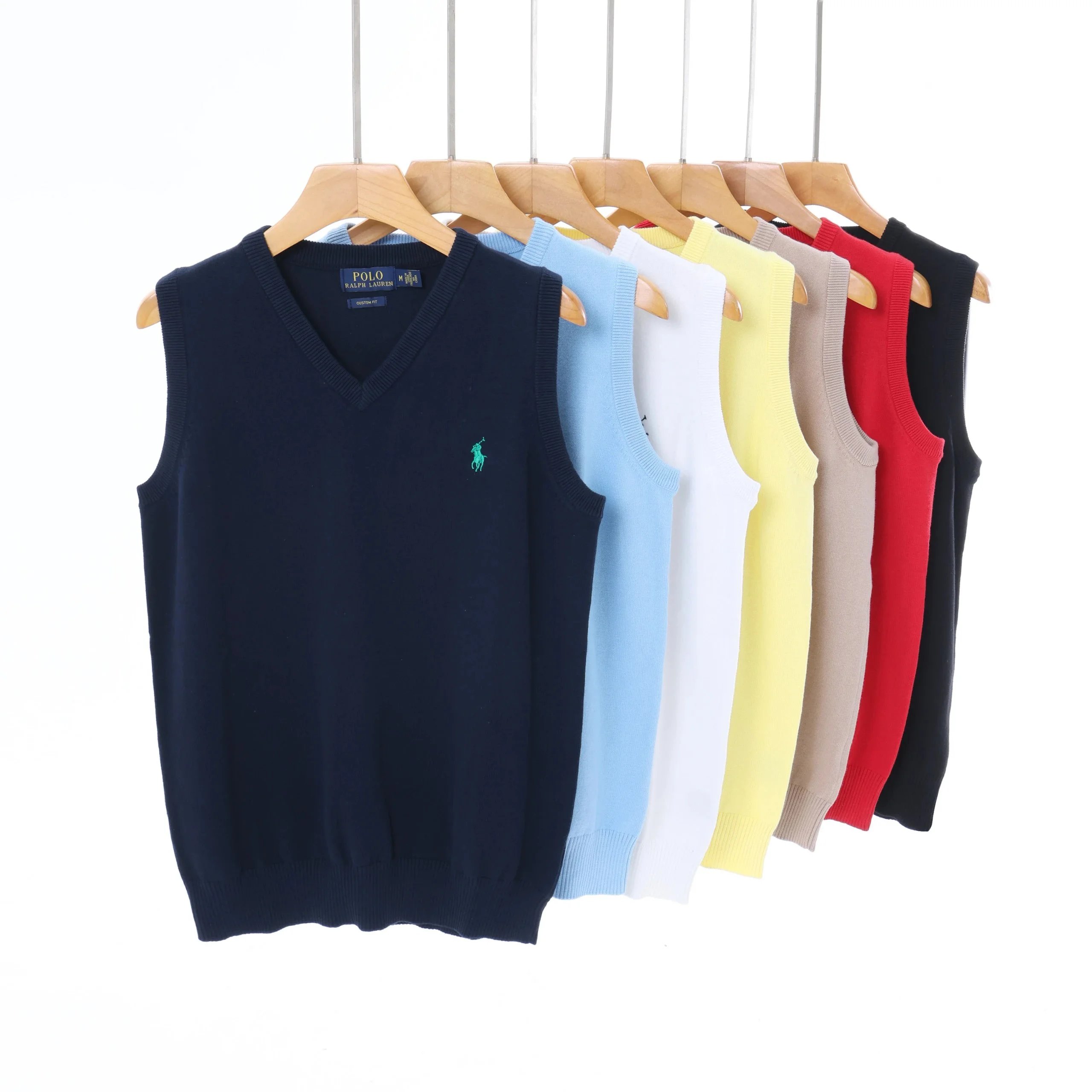 V-neck knitted vest men tank top designer sweater sleeveless polo shirt logo embroidered knit tshirt business casual mens sweater  